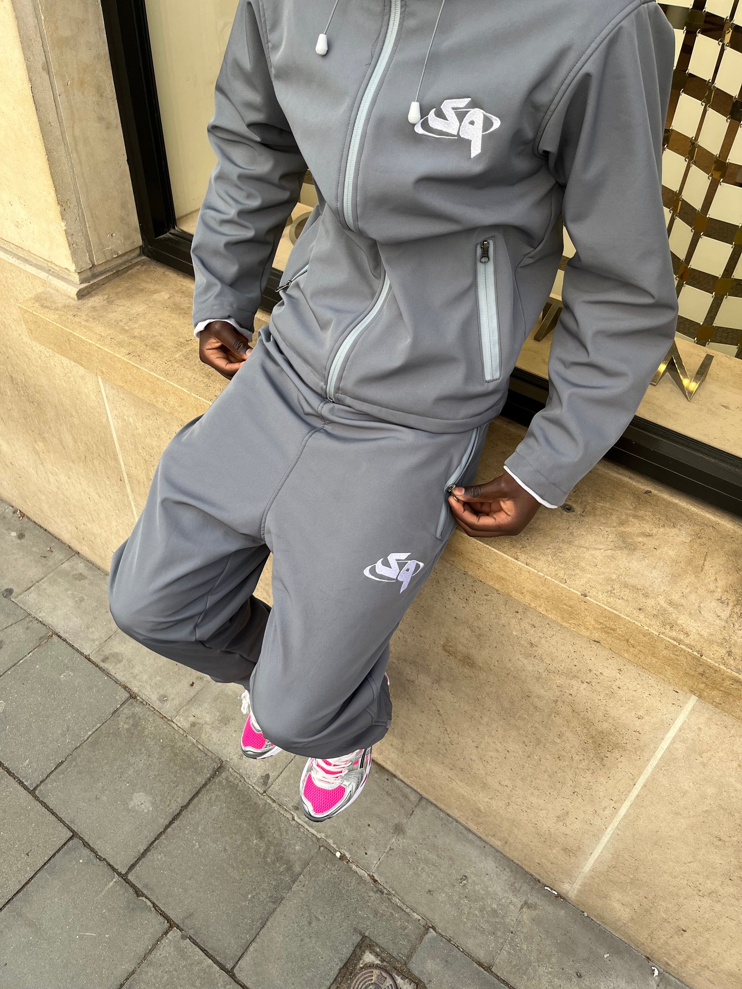 Gray Windbreaker Set
