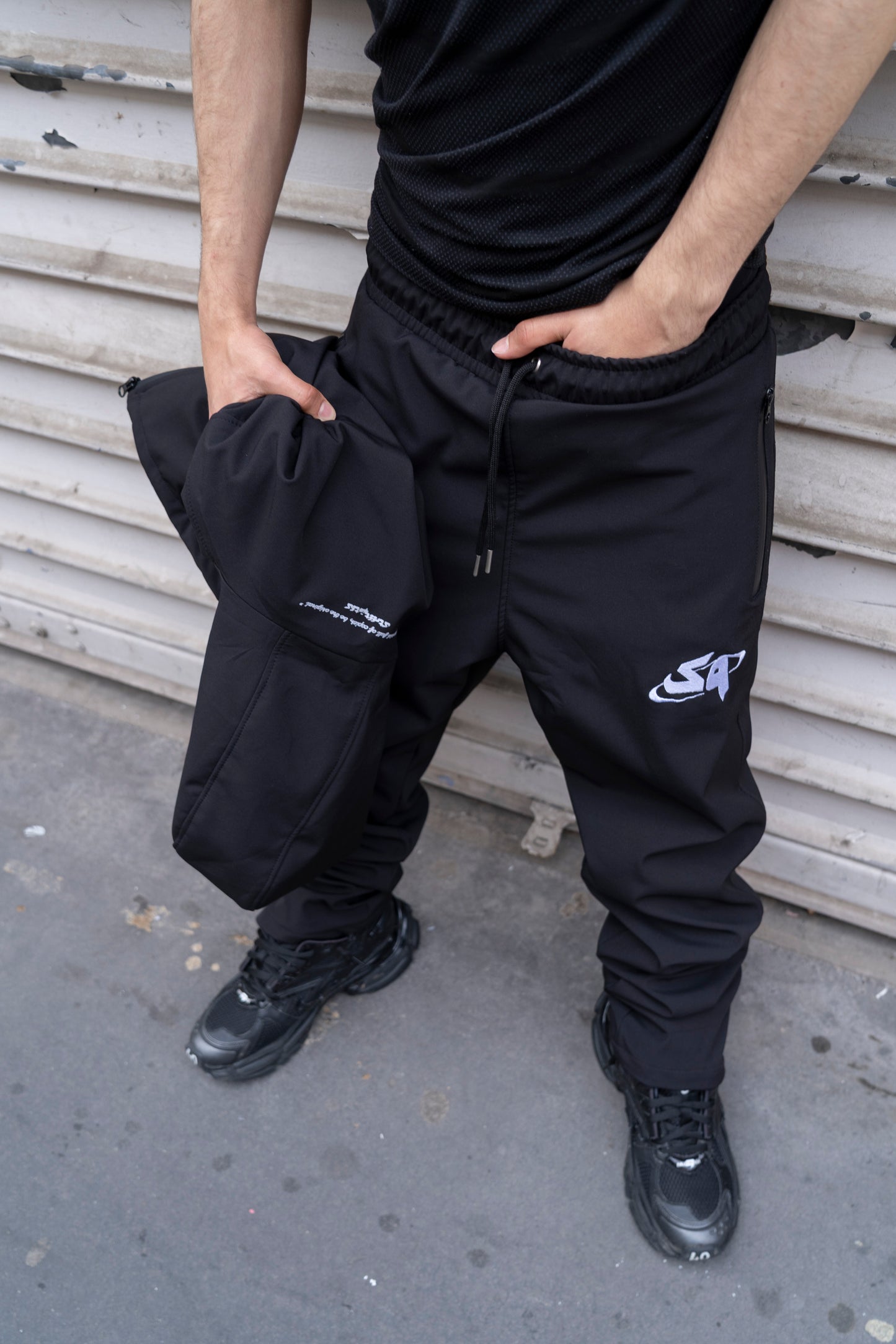 Black Windbreaker Set
