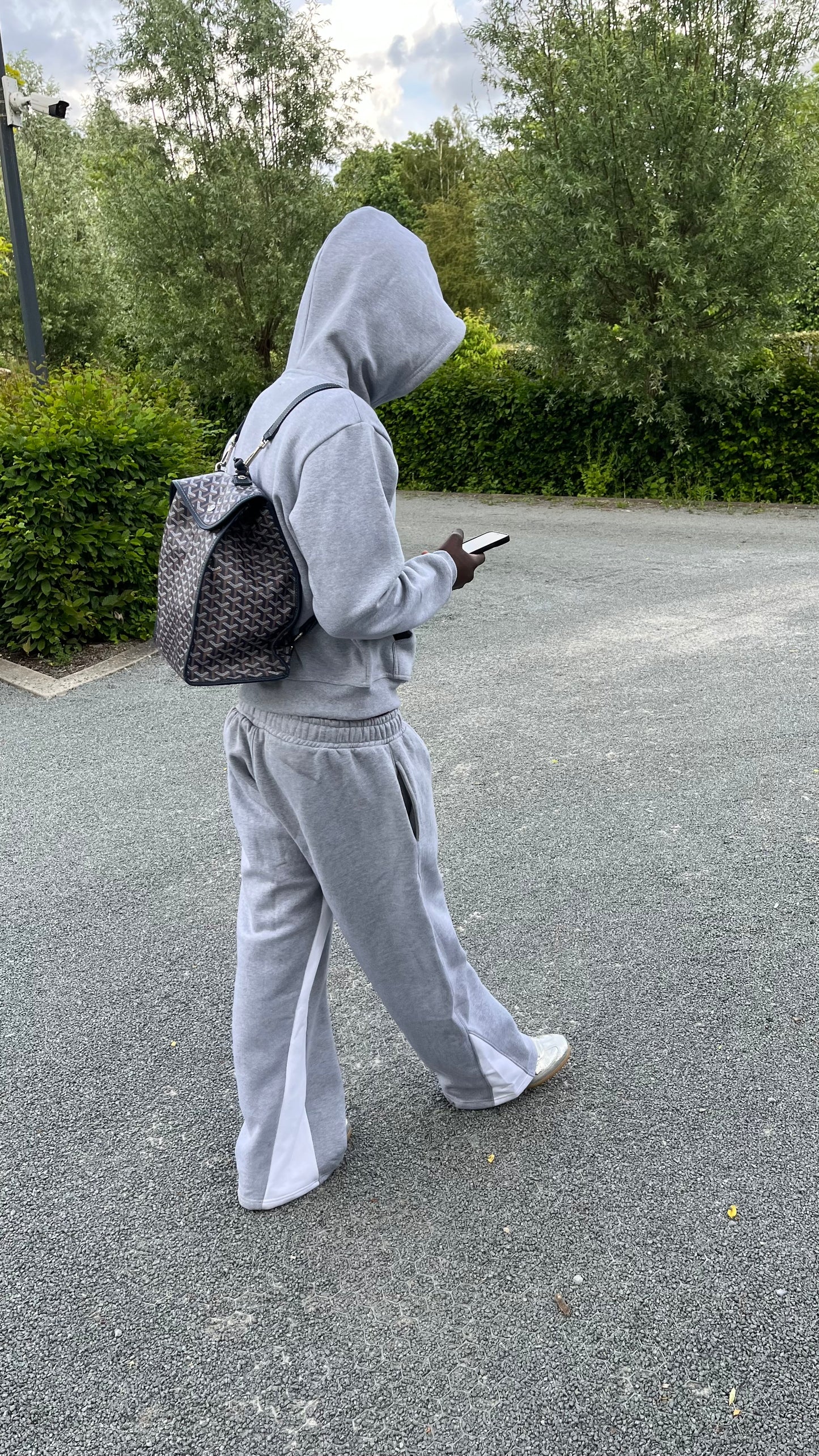 Flared Tracksuit Grey/White