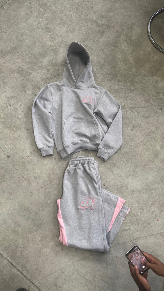 Flared Tracksuit Gray/Pink