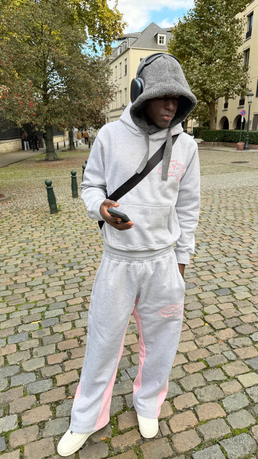 Flared Tracksuit Gray/Pink