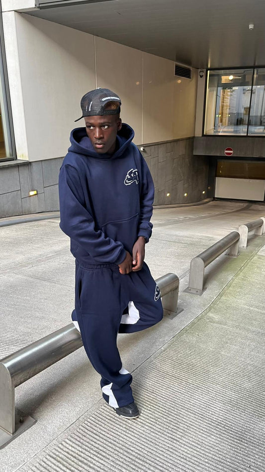 Flared Tracksuit Navy Blue/White