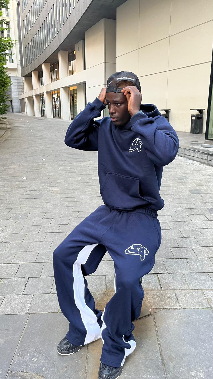 Flared Tracksuit Navy Blue/White