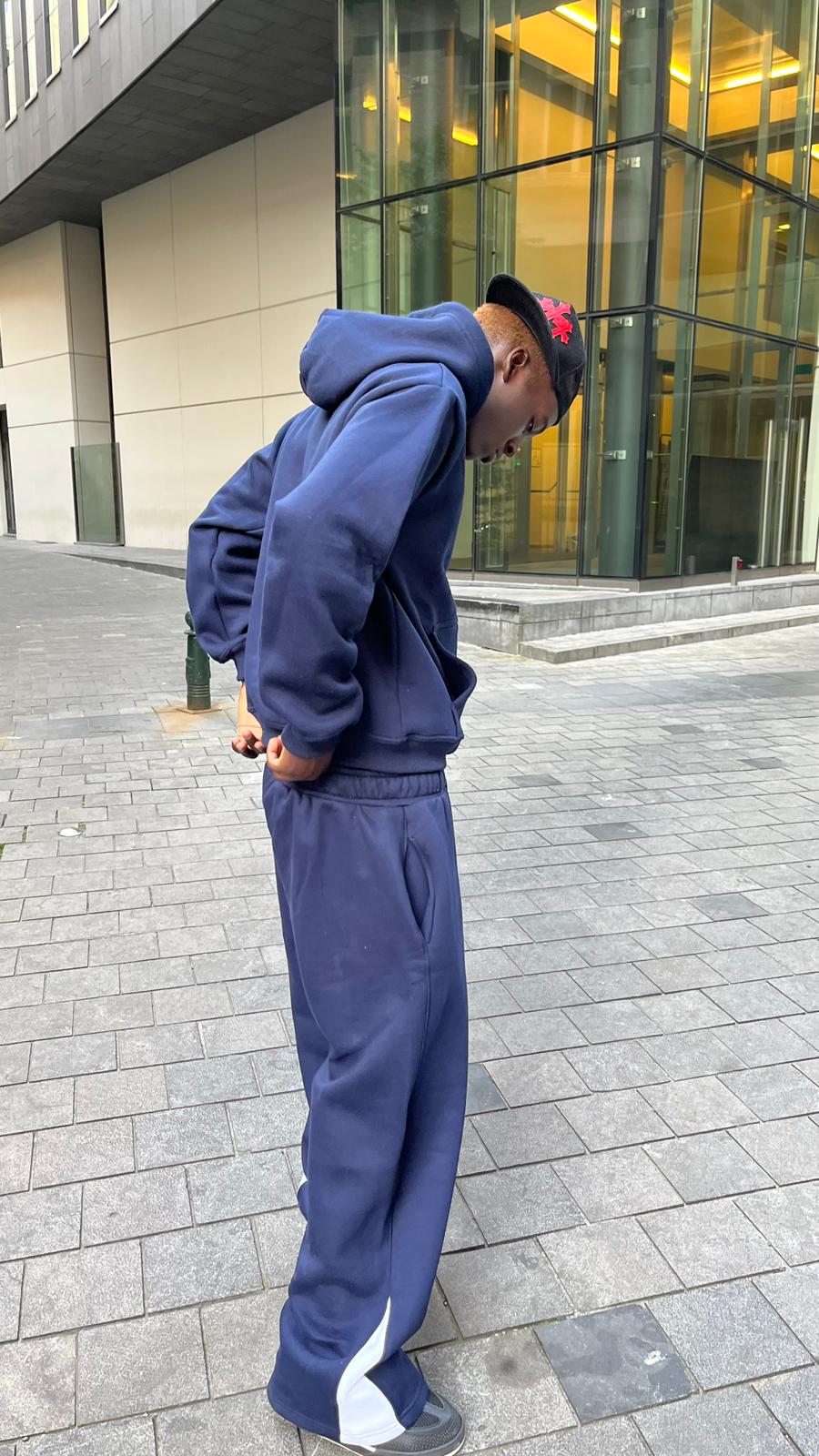 Flared Tracksuit Navy Blue/White